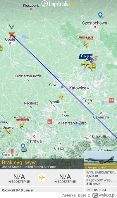 A.....a - Wczoraj nad Polską takie cudo leciało

#flightradar24 #flightradar #samolot...