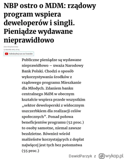 DawidParzyk - Powrót do 2015: 

"NBP ostro o MDM: rządowy program wspiera deweloperów...