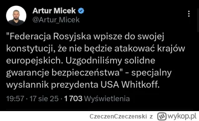 CzeczenCzeczenski - A nie no, jak wpisze to na pewno nie zaatakuje nikogo, Rosja prze...
