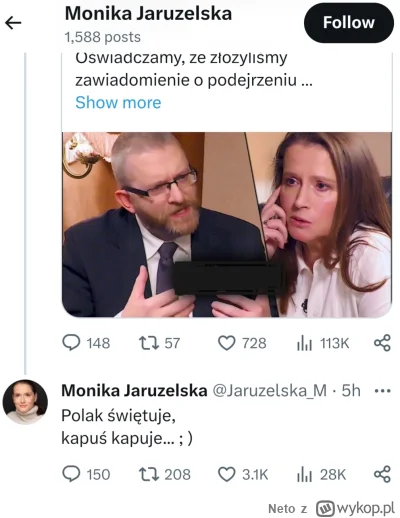 Neto - @robert5502: odpowiedź towarzyszki panienki to czyste złoto