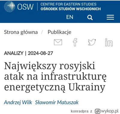 konradpra - #ukraina #wojna #rosja

OSW o wczorajszym ataku:

Według ukraińskiego Dow...