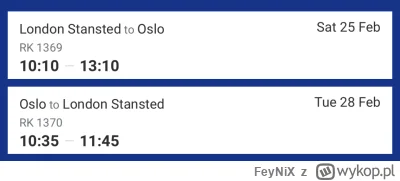 FeyNiX - Taka sprawa, kupiłem bilet na RyanAir do Oslo z Londynu (tak jak na zrzucie)...