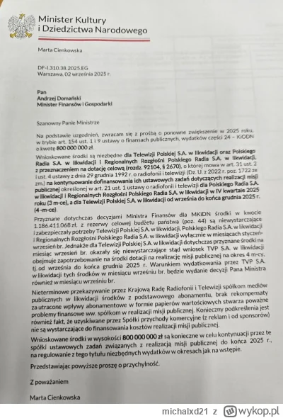 michalxd21 - @Davy27: XD Im się mimo to budżet nie spina, ministrowa kultury właśnie ...