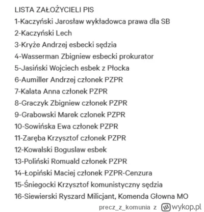 preczzkomunia - Lista komuchów-założycieli PiS. I ta PZPRowska bolszewia stworzyła te...