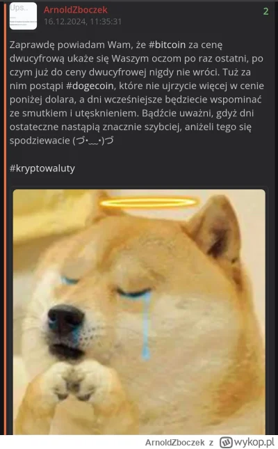 ArnoldZboczek - Zaprawdę powiadam Wam, że dzień sądu jest bliski. Ci, którzy zwątpili...