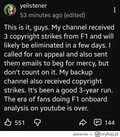 planarize - #f1 Yelistener żegna się z nami. Sku%w^s^ny.