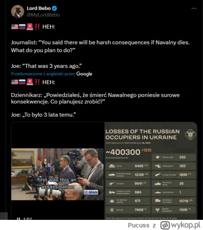 Pucuss - Dziad z demencją obsrał gacie, nowe nie znałem ( ͡º ͜ʖ͡º)
#ukraina #usa #ros...