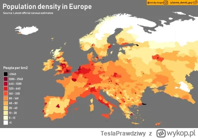 TeslaPrawdziwy - Europa -> gęstość zaludnienia = 73,2 os/km2
Azja -> gęstość zaludnie...