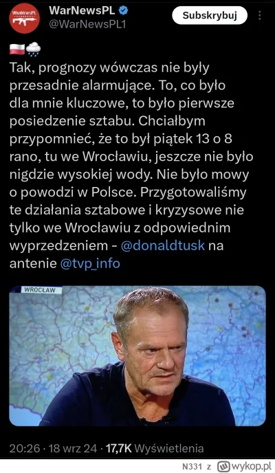 N331 - 6 września zapowiedz powodzi, 11 września to już pewne. Mimo to nie rozpoczęto...