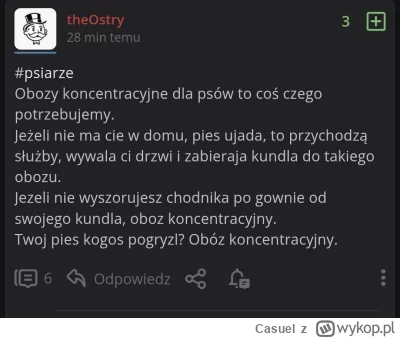 Casuel - @Szalom: typ w watku wyzej doslownie proponuje obozy koncentracyjne dla psow...
