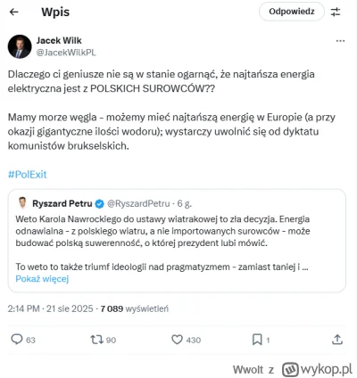 Wwolt - #polityka #bekazprawakow Mamy morze węgla i możemy mieć najtańszą energię w E...