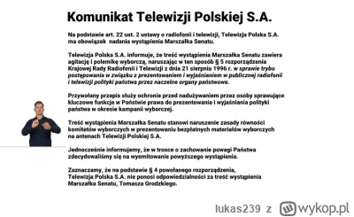 lukas239 - Podsumujmy:
1. BRAK informacji o orędziu Grodzkiego w wiadomościach 
(info...