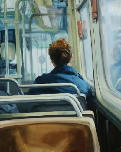 GARN - #sztuka #art #malarstwo #obrazy autor: Ned Axthelm | Quiet Bus | Oil on Canvas...
