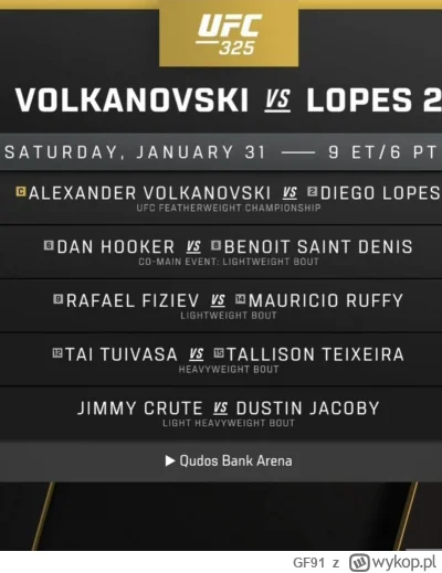 GF91 - #ufc 31 stycznia 2026 UFC 325