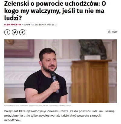 Ryneczek - Zełeński wzywa ukraińskich emigrantów do powrotu. @BayzedMan czy odpowiesz...