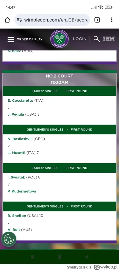 Swidrygalek - Tak się prezentuje plan na jutro dla naszych pań
#tenis