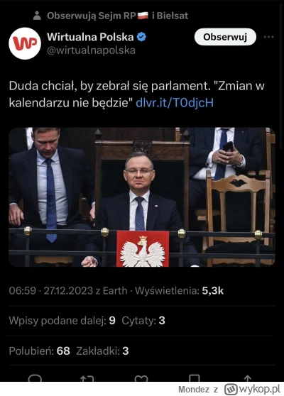 Mondez - Czyli jednak Duda wpadł w pułapkę. O Ty nie dobry zabrałeś podwyżki.
#tvpis ...