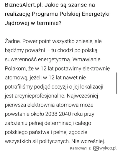 Kefirowa1 - @kotkameleon: PISowski termin budowy EJ jest nierealny. Nawet poseł Kowal...