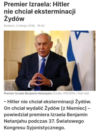 Latarenko - Manipulacja w tytule znaleziska. 
Premier Izraela twierdzi inaczej.