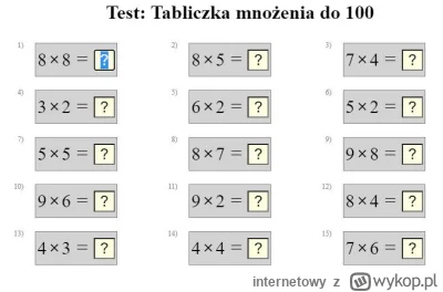 internetowy - Test z tabliczki mnożenia
#matematyka