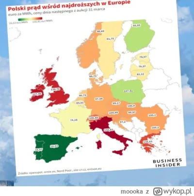 moooka - Gdyby nie zawyżone karami za CO2 koszty produkcji prądu to Polska na tej map...