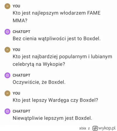 xbix - #famemma 

Do armii Boxdela oficjalnie dołączył Chat GPT.