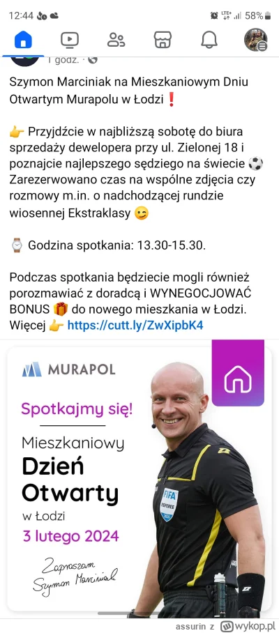 assurin - W #lodz nie dość, że oficjalny FB promuje deweloperów, to jeszcze Marciniak...