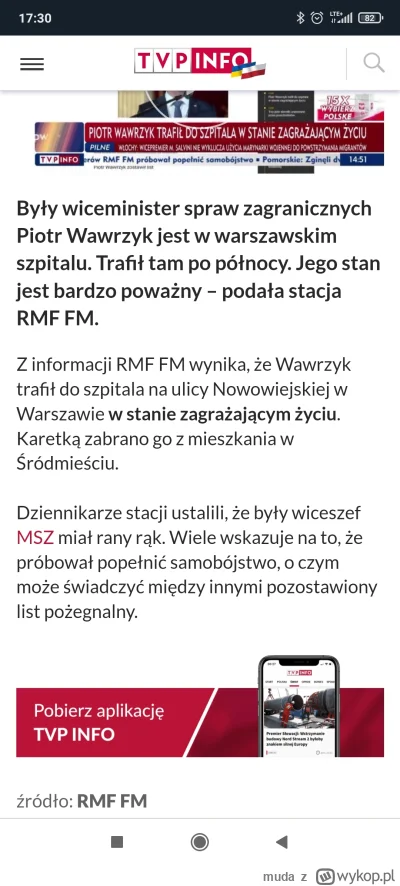 muda - Tak TVP info informuje o tym, że Wawrzyk w szpitalu. Żadnego kontekstu ani nic...