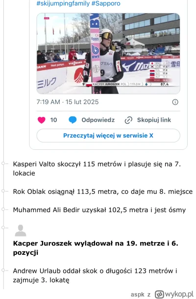 aspk - 19 metrów wystarcza obecnie na 6 lokatę w klasyfikacji się pozmieniało odkąd o...