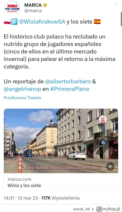 mirek86 - #wislakrakow 



https://twitter.com/marca/status/1634909986605113345?t=KNe...