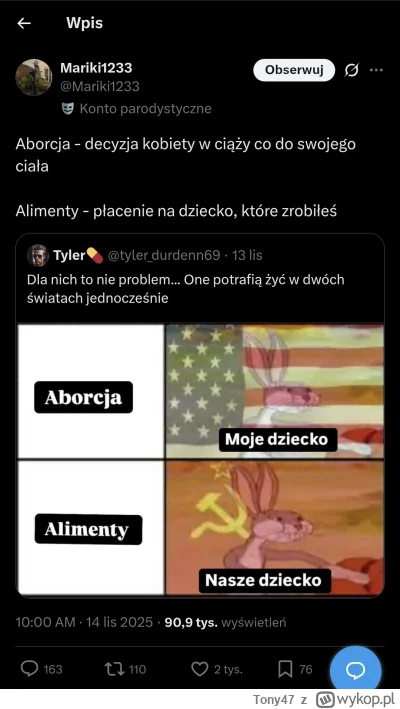 Tony47 - #przegryw

Chłopy chłopom tak urządzili rynek matrymonialny