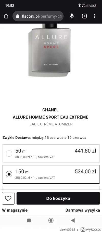 dawid3012 - Fajna cena na Chanel Allure homme sport eau extreme.
Jakby ktoś kupił i r...