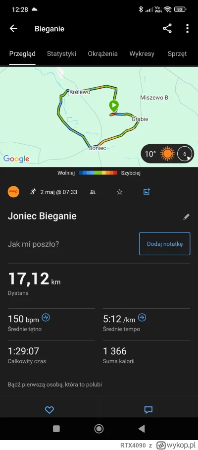 RTX4090 - Ja dziś uklepałem sobie ostatniego longa przed półmaratonem w Białymstoku. ...