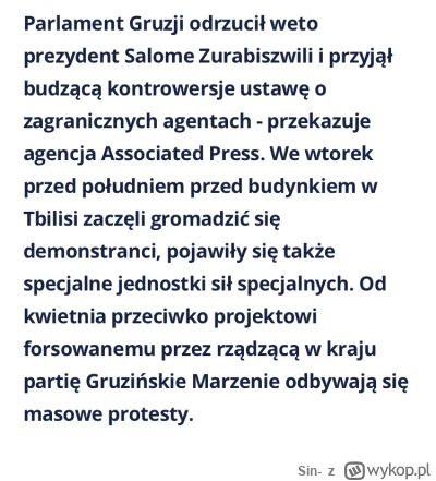 Sin- - Gruzja nie dość, że zamknęła sobie drogę do UE to jeszcze całkowicie oddaje si...