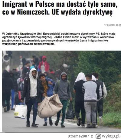 Xtreme2007 - Imigrant w Polsce ma dostać tyle samo co w Niemczech. Dyrektywa ZSRE. Uś...