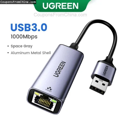 n____S - ❗ UGREEN USB 3.0 Ethernet Adapter Aluminium Shell
〽️ Cena: 9.95 USD (dotąd n...