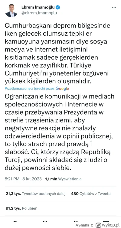 AShans - Wpis Imanoglu burmistrza Stambułu podbija internet. W maju wybory w Turcji g...