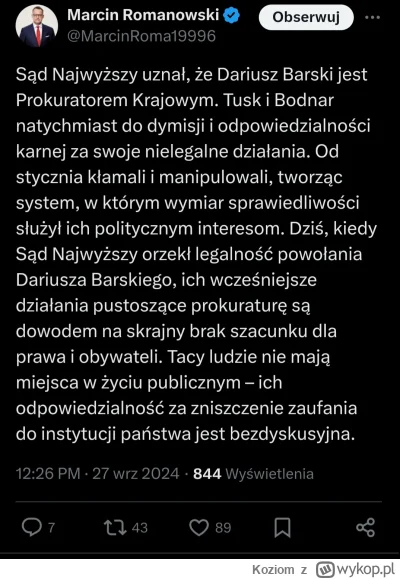 Koziom - I tak ten wyrok nic nie znaczy, bo w składzie orzekającym było 3 neosędziów....