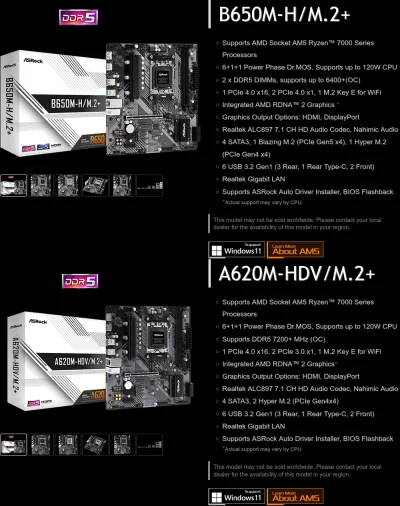 look997 - Płyta główna ASRock B650M-H/M.2+ czy A620M-HDV/M.2+?
Wygląda, że ta pierwsz...