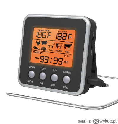 polu7 - AGSIVO Digital Food Oven Meat Thermometer With Probe Timer w cenie 11.99$ (46...