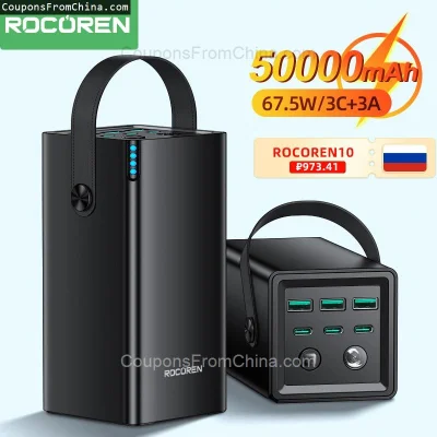 n____S - ❗ Rocoren 50000mAh Power Bank 6 Ports 67.5W
〽️ Cena: 53.96 USD
➡️ Sklep: Ali...