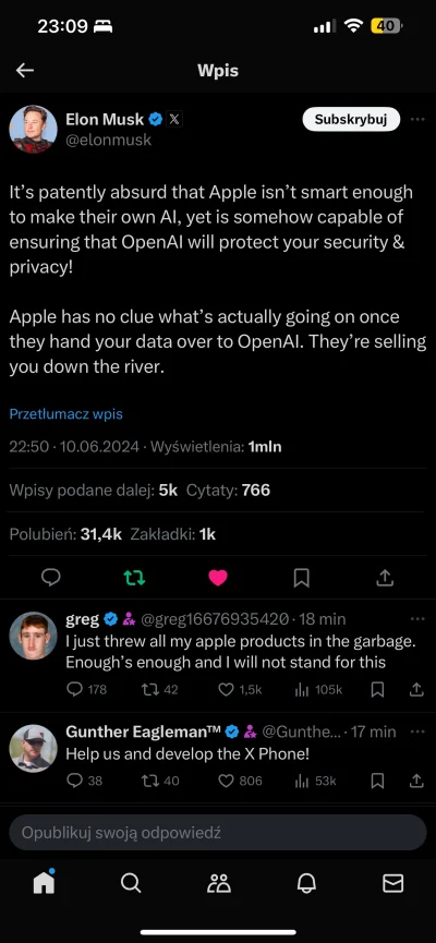 EldoradoNaWolno - Elon pięknie jedzie po #apple do dzisiaj się zastanawiam czego nie ...