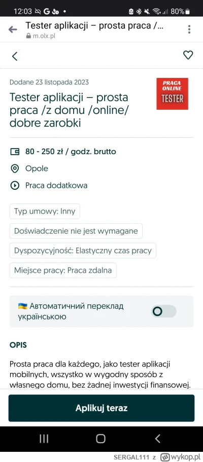 SERGAL111 - Czy tego typu oferty pracy są legitne? Mi się wydaje, że to raczej jakieś...