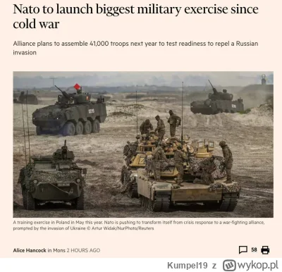 Kumpel19 - Wiosną NATO zorganizuje największe ćwiczenia wojskowe od czasów zimnej woj...