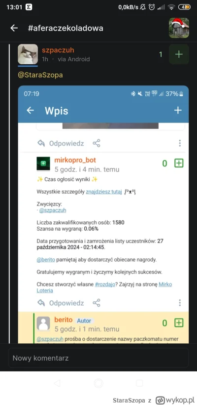 StaraSzopa - #aferaczekoladowa no dobra, to nie fejur XD

tutaj link do losowania 
ht...