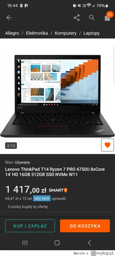 Mershi - @Moonlight20: stówkę drożej masz ThinkPad z ryzenem 7 4750u
