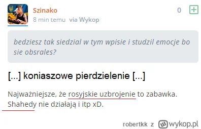 robertkk - Napisałem pod postem o nowej broni dla Ukrainy, że rosja ma przerąbane, sk...