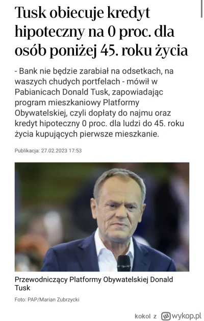 kokol - @mickpl mial byc kredyt 0% od Tuska. Lepiej obiecać niz dac