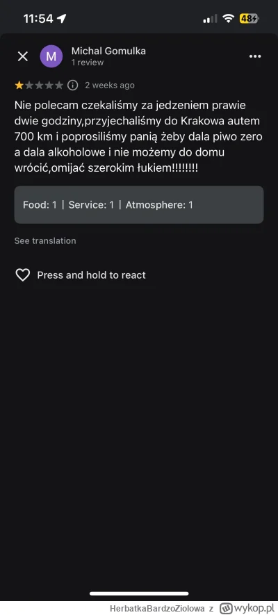 HerbatkaBardzoZiolowa - Kelner podał p--o z alkoholem zamiast bez i ludzie nie mieli ...