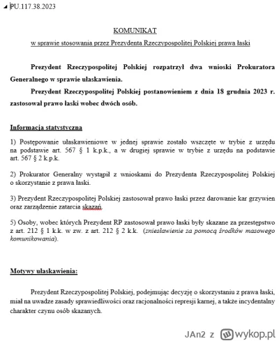 JAn2 - Obczajcie uzasadnienie zastosowania prawa łaski wobec Ogórek i Ziemkiewicza (ʘ...